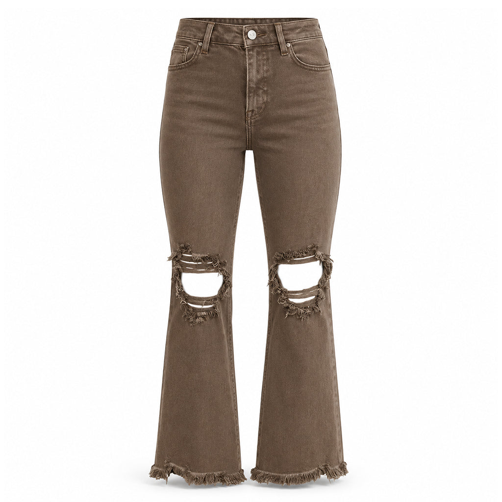 ✨Calças jeans flare com efeito de alongamento das pernas
