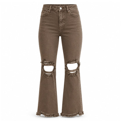 ✨Calças jeans flare com efeito de alongamento das pernas