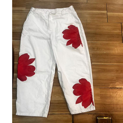 👖 DESCONTO DE 50% POR TEMPO LIMITADO! ✨ Calças de ganga femininas com padrão floral e perna larga – apliques exclusivos, macias, 6 cores 🌸