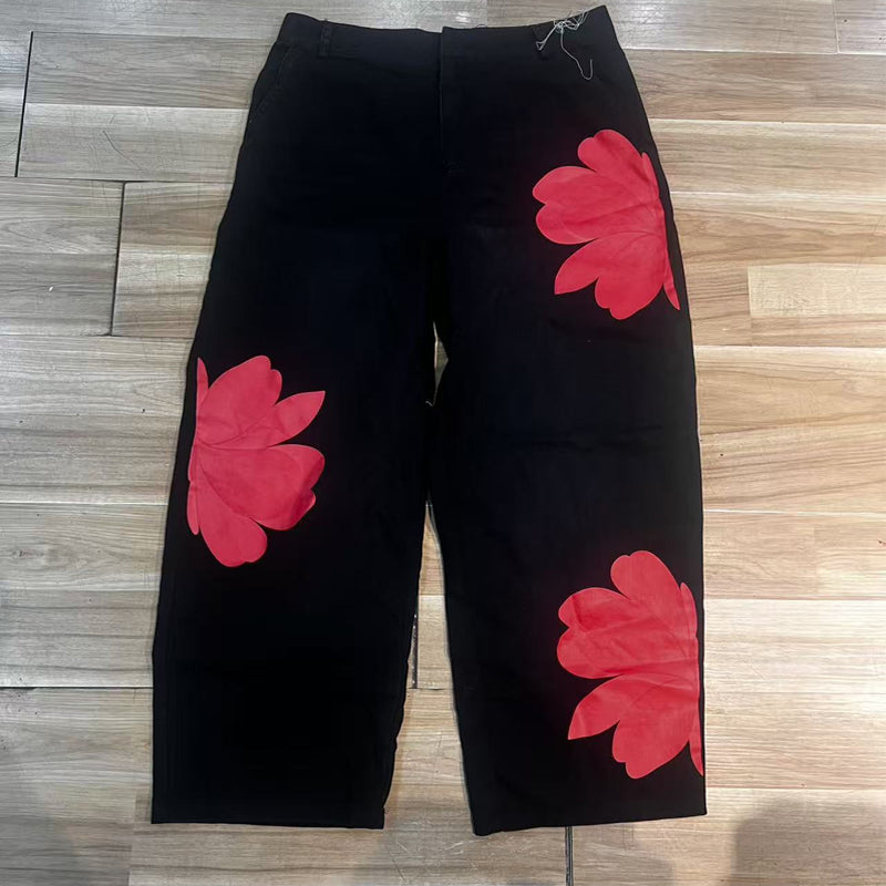 👖 DESCONTO DE 50% POR TEMPO LIMITADO! ✨ Calças de ganga femininas com padrão floral e perna larga – apliques exclusivos, macias, 6 cores 🌸