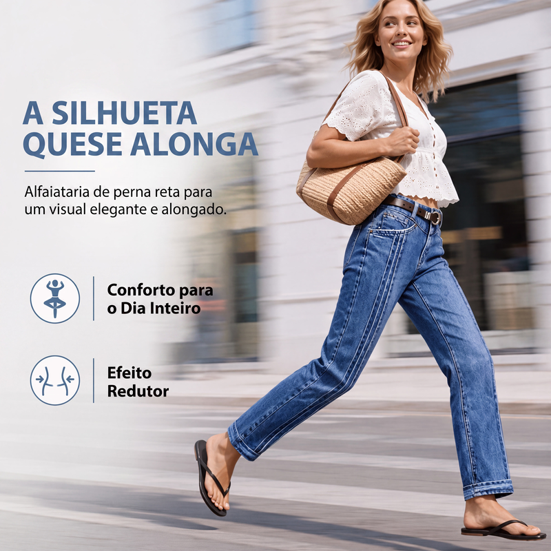 ✨Calças jeans retas casuais e elásticas femininas