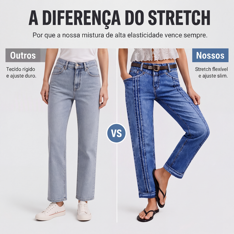 ✨Calças jeans retas casuais e elásticas femininas