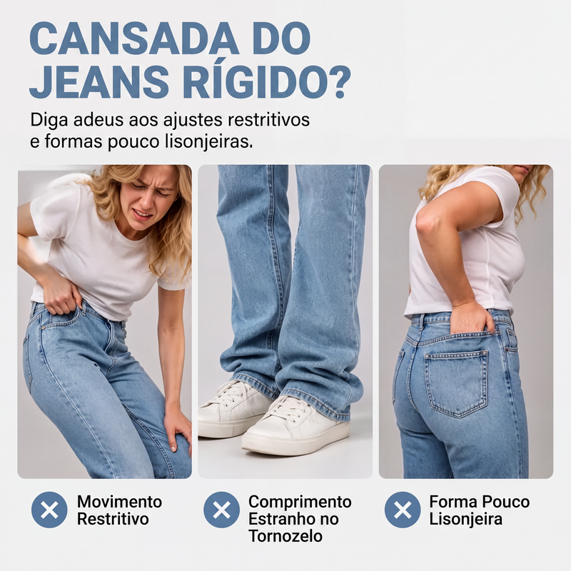 ✨Calças jeans retas casuais e elásticas femininas