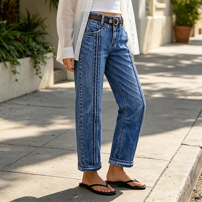 ✨Calças jeans retas casuais e elásticas femininas