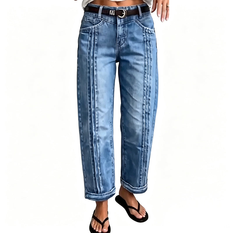 ✨Calças jeans retas casuais e elásticas femininas