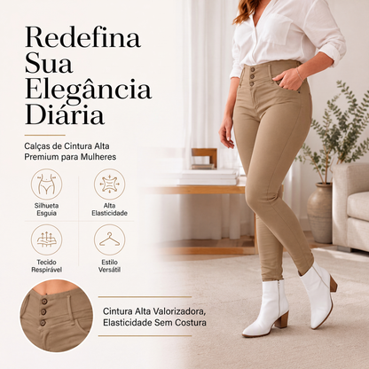 ✨Calças skinny de cintura alta elásticas para mulher