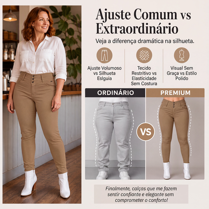 ✨Calças skinny de cintura alta elásticas para mulher