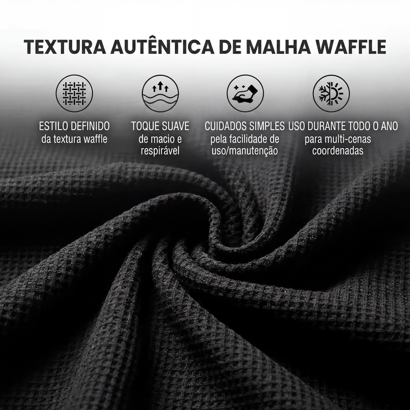 Conjunto masculino de blusa de manga curta e calças em tecido waffle