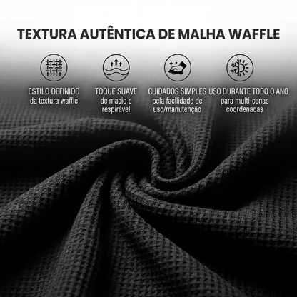 Conjunto masculino de blusa de manga curta e calças em tecido waffle