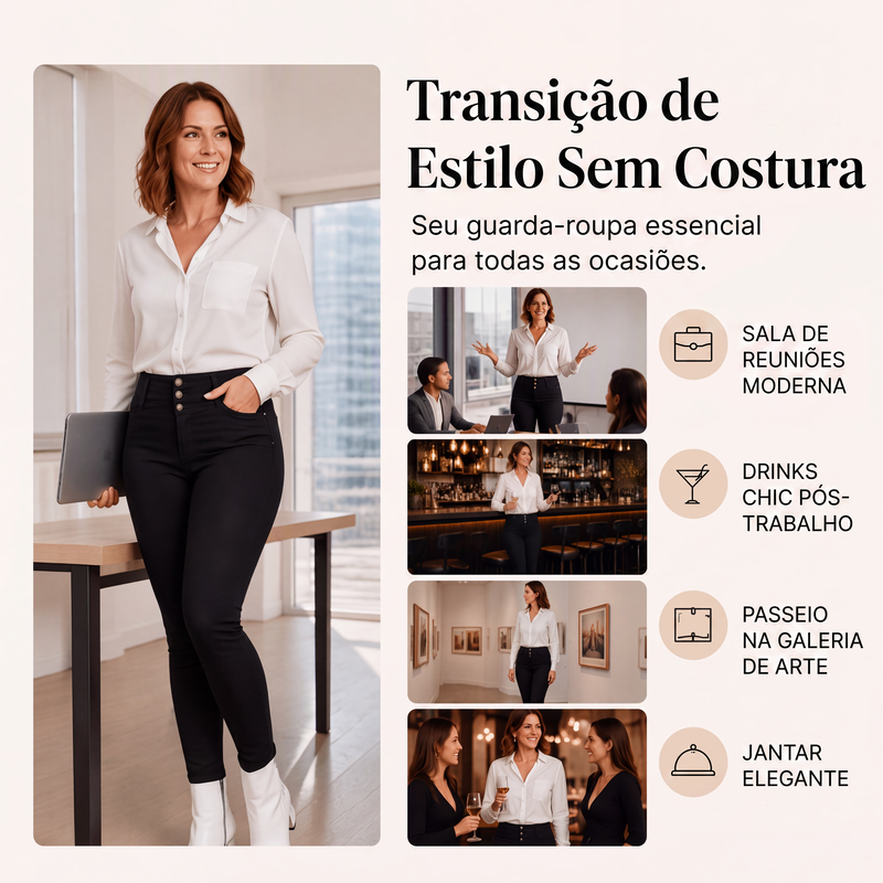 ✨Calças skinny de cintura alta elásticas para mulher