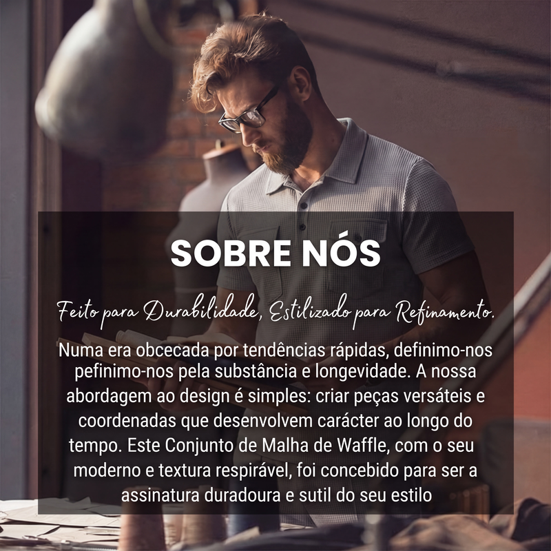 Conjunto masculino de blusa de manga curta e calças em tecido waffle