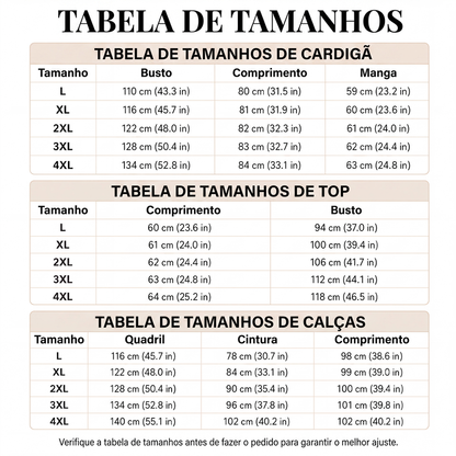 ✨👗Conjunto Elegante de 3 Peças com Estampa para Mulher