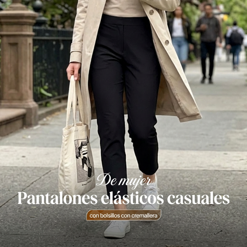 ⏳Oferta especial por tempo limitado⏰Calças elásticas de cintura alta para mulher com bolsos com fecho