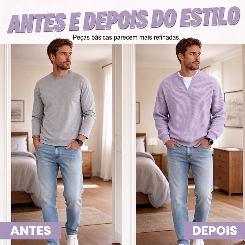 Camiseta Waffle de Conforto em Camadas