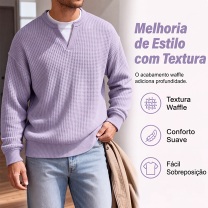Camiseta Waffle de Conforto em Camadas