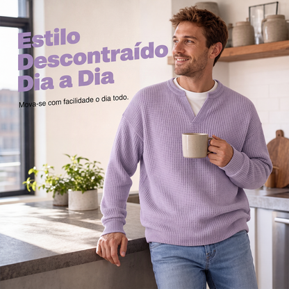 Camiseta Waffle de Conforto em Camadas