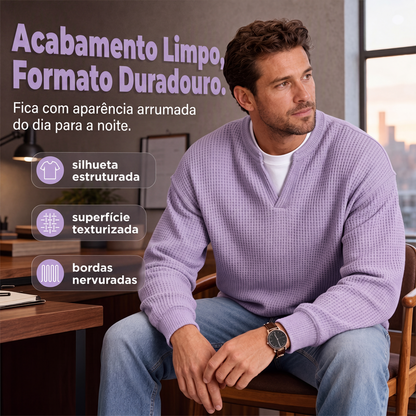 Camiseta Waffle de Conforto em Camadas