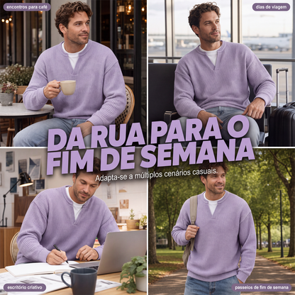 Camiseta Waffle de Conforto em Camadas
