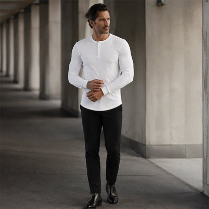 Camisa Henley slim fit masculina