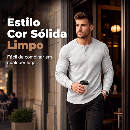 Camisa Henley slim fit masculina