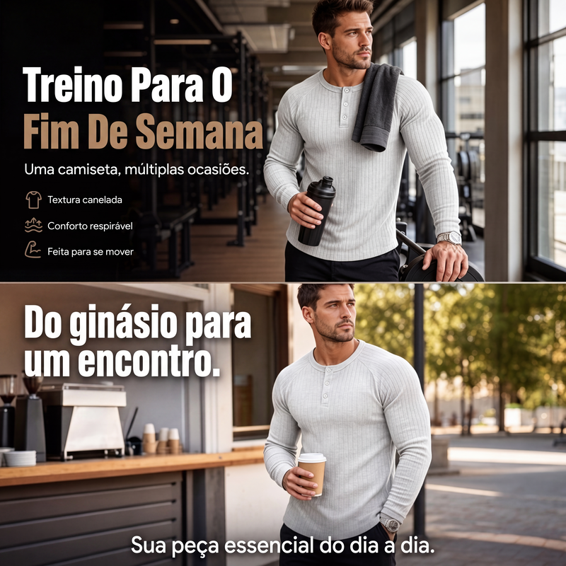 Camisa Henley slim fit masculina