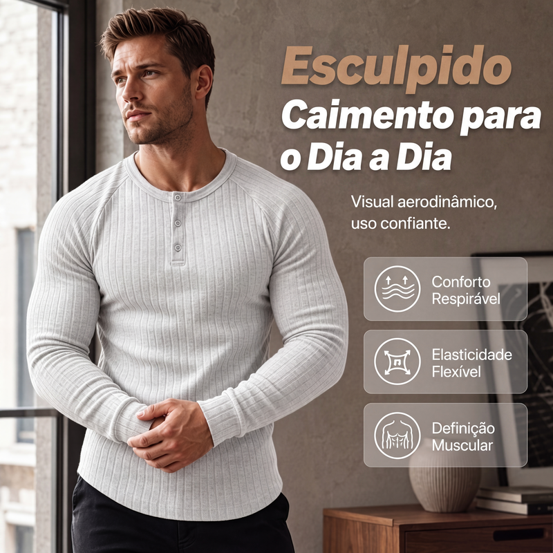 Camisa Henley slim fit masculina