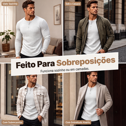 Camisa Henley slim fit masculina