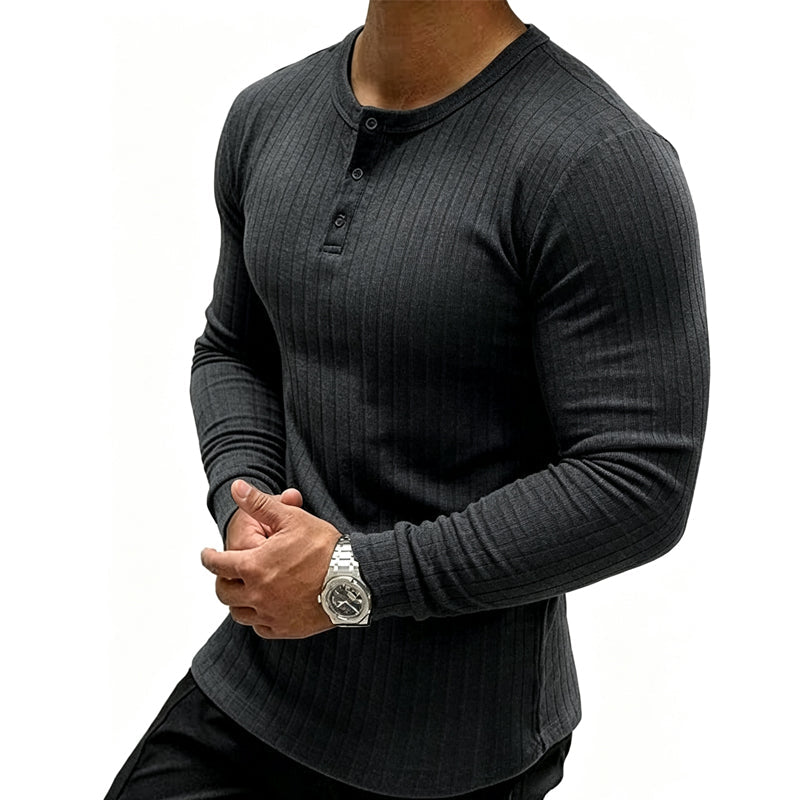 Camisa Henley slim fit masculina
