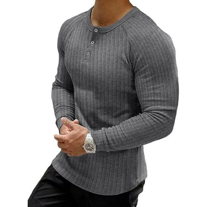 Camisa Henley slim fit masculina