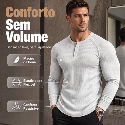 Camisa Henley slim fit masculina