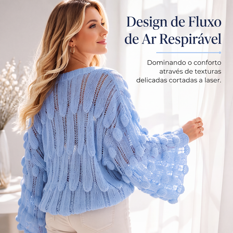 ✨👚Suéter de tricô solto com aberturas para mulher