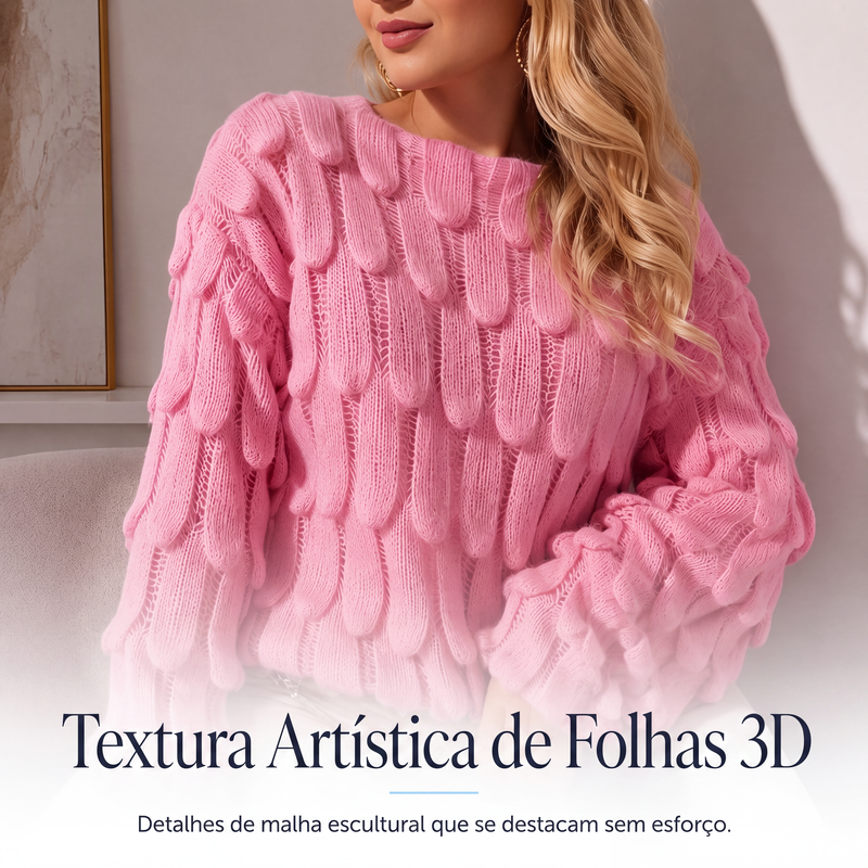 ✨👚Suéter de tricô solto com aberturas para mulher