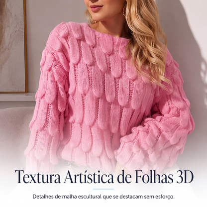 ✨👚Suéter de tricô solto com aberturas para mulher