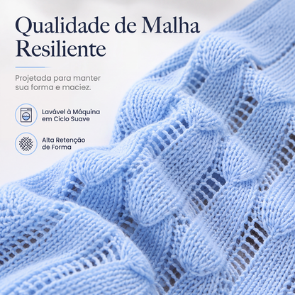 ✨👚Suéter de tricô solto com aberturas para mulher
