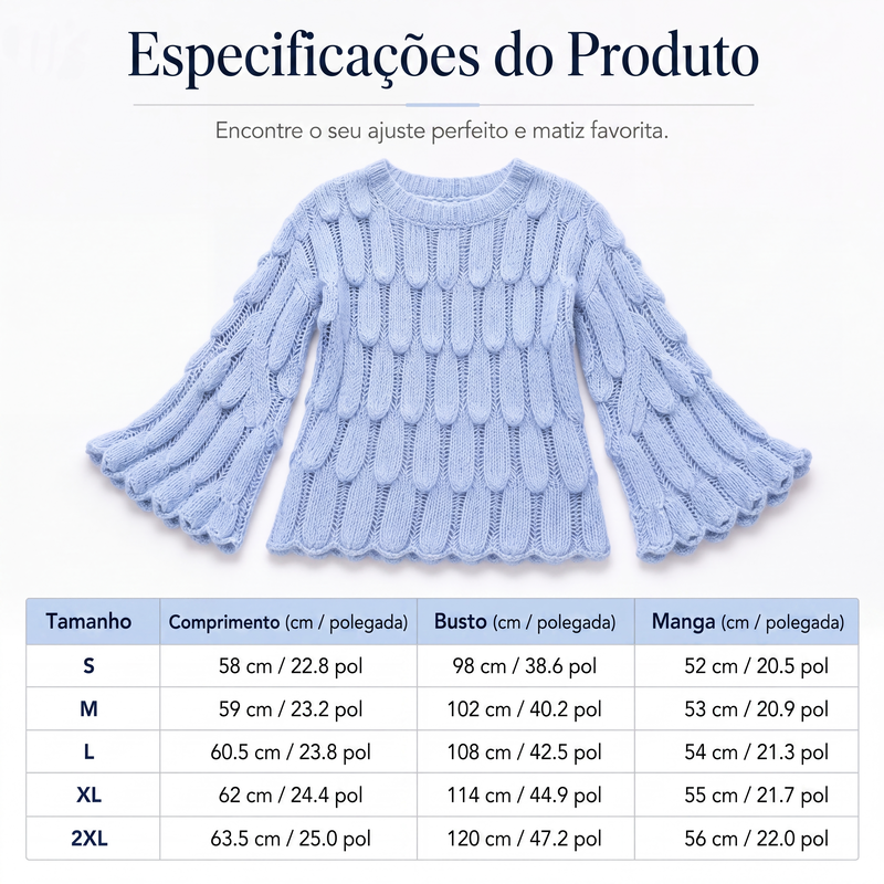 ✨👚Suéter de tricô solto com aberturas para mulher