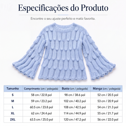 ✨👚Suéter de tricô solto com aberturas para mulher