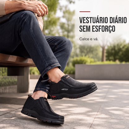 Sapatos casuais masculinos de couro PU tipo slip-on