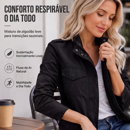 Jaqueta utilitária feminina com bolsos