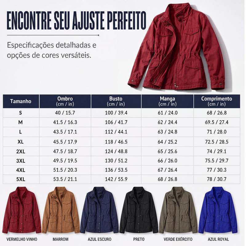 Jaqueta utilitária feminina com bolsos