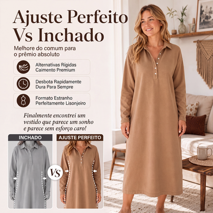 ✨👗Vestido de moletom de tricô de manga comprida para mulheres