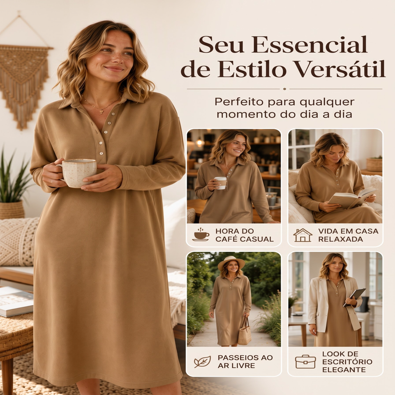 ✨👗Vestido de moletom de tricô de manga comprida para mulheres