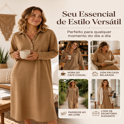 ✨👗Vestido de moletom de tricô de manga comprida para mulheres
