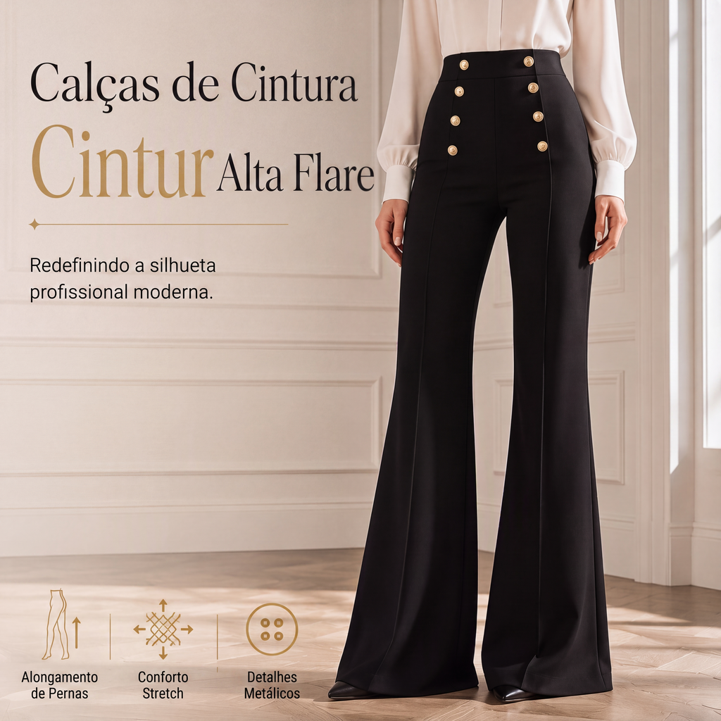 ✨Calças femininas de cintura alta com abotoamento duplo