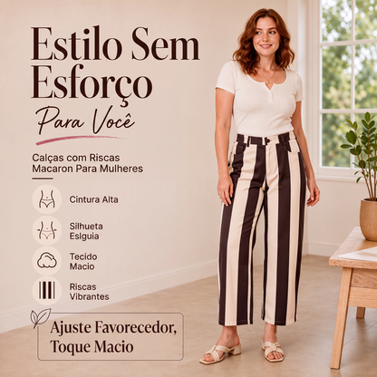 ✨👗Calças casuais listradas de perna larga para mulher