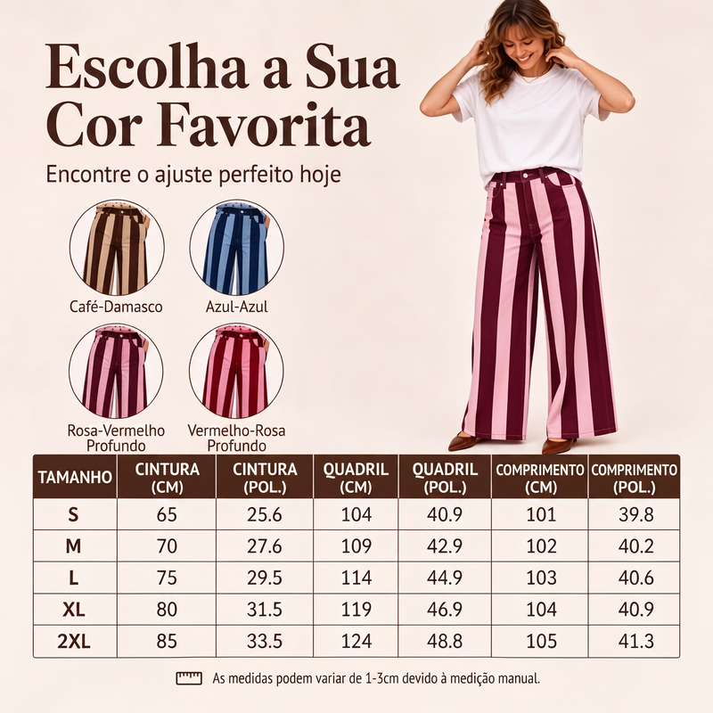 ✨👗Calças casuais listradas de perna larga para mulher