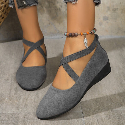 💃🔥Último dia da promoção com 50% de desconto🔥Sapatos elegantes com salto baixo e tira elástica, em cor única