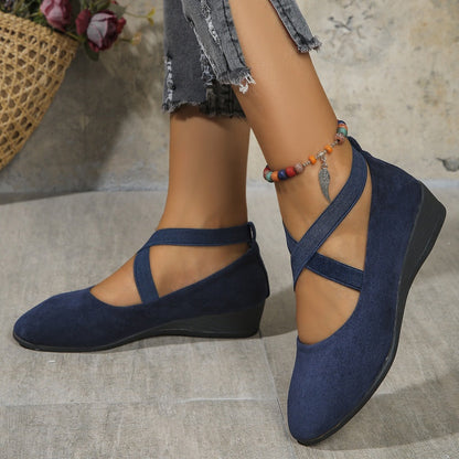 💃🔥Último dia da promoção com 50% de desconto🔥Sapatos elegantes com salto baixo e tira elástica, em cor única