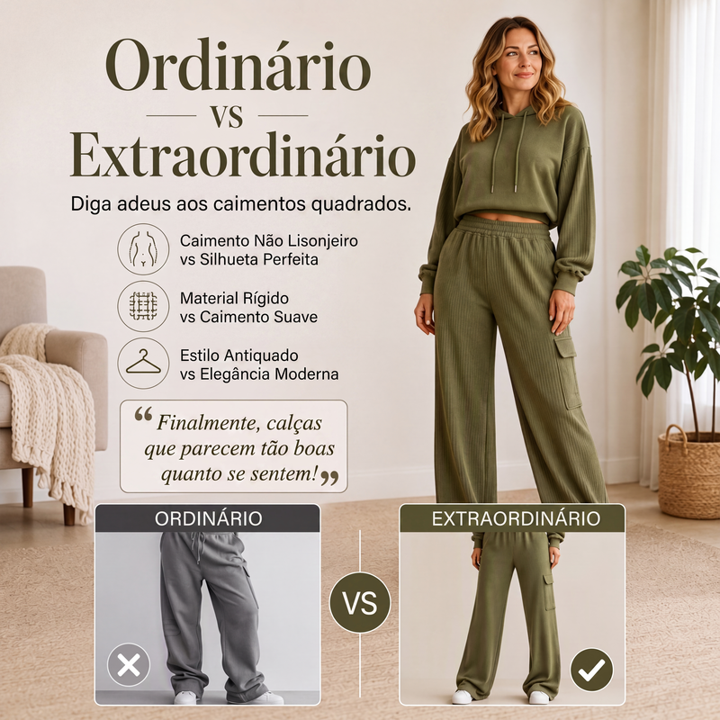 Calças femininas de cintura alta com cordão