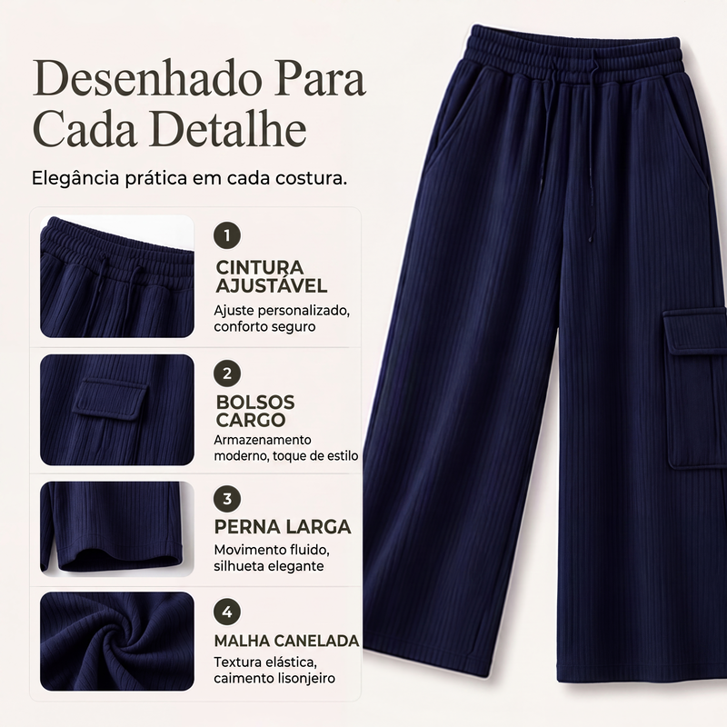 Calças femininas de cintura alta com cordão