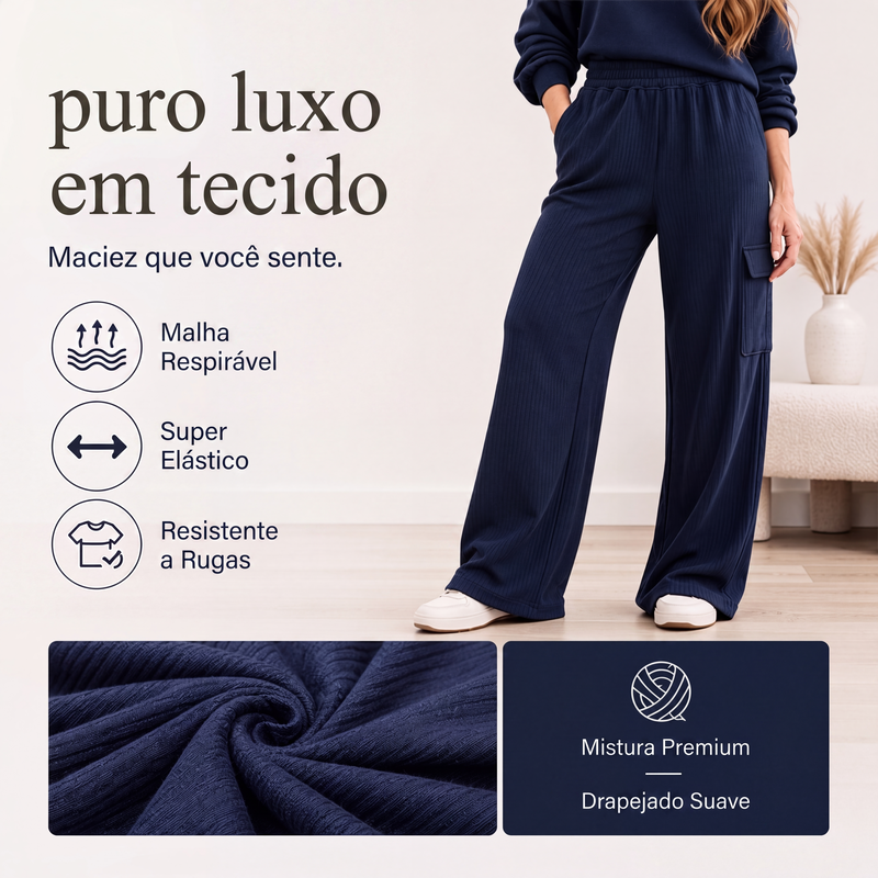 Calças femininas de cintura alta com cordão